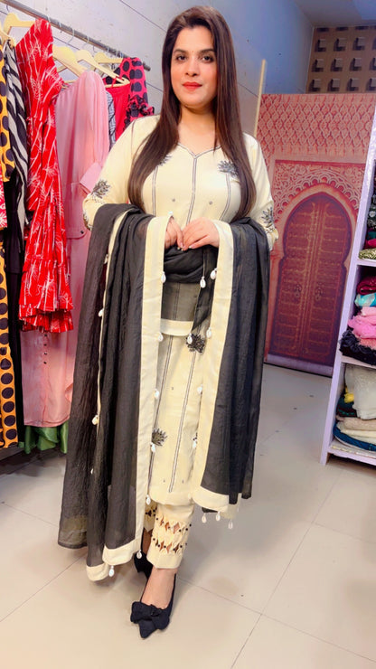 Ivory Embroidered Designer Suit (PS003)