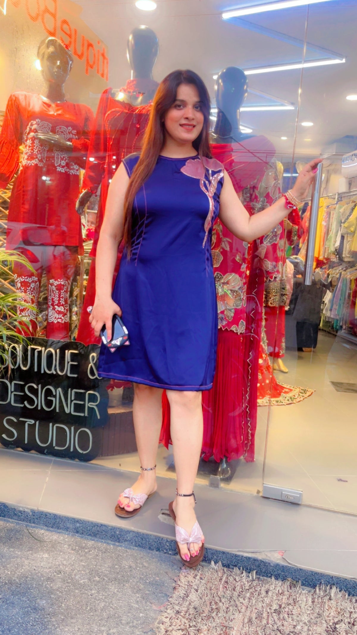 Dark Blue Tunic With Hand Embroidered Patching (TN001)