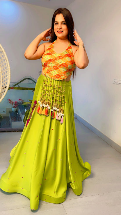 Parrot green Embroidered Lehenga for Weddings (LC001)