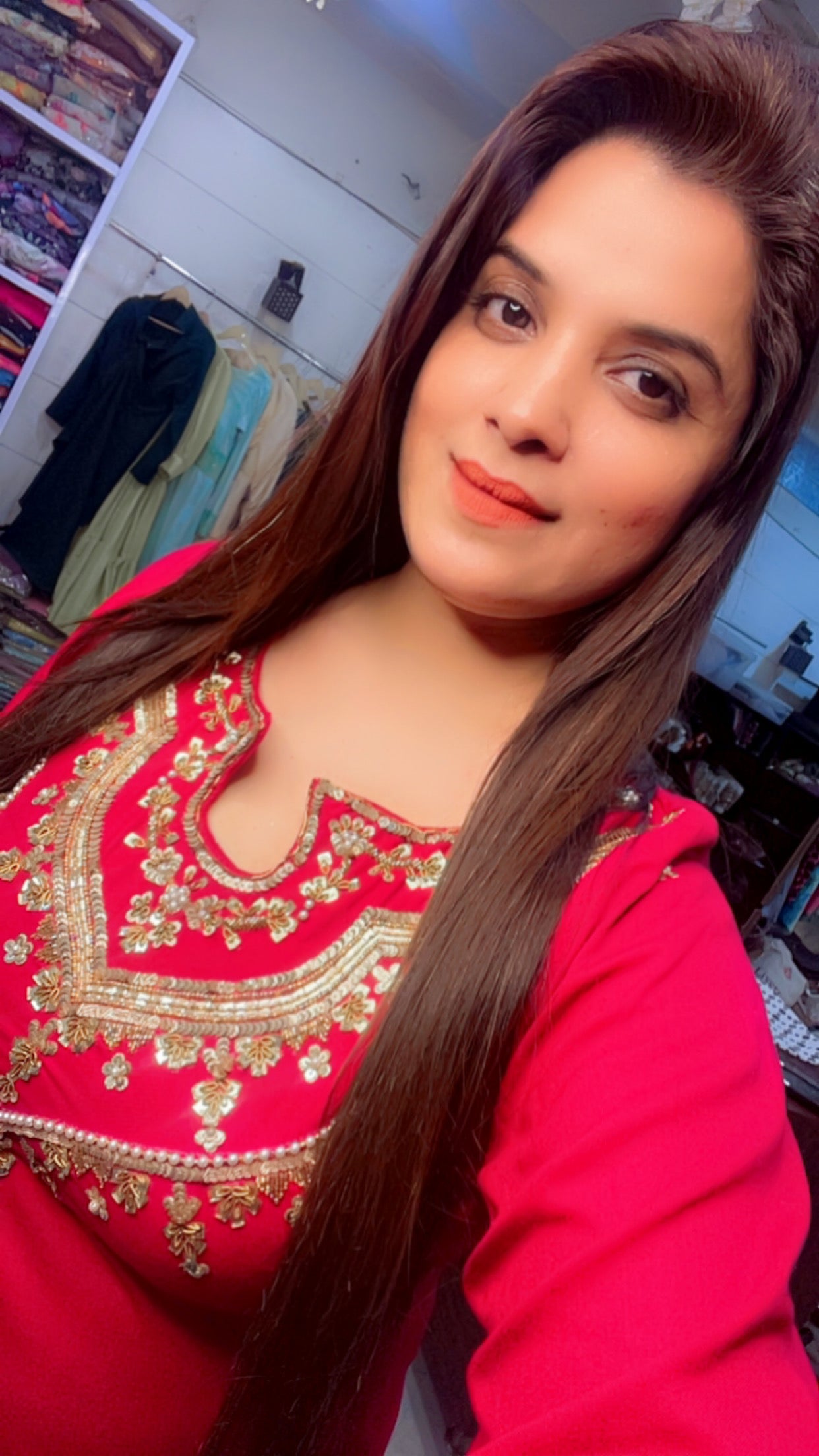 Red Embroidered Palazzo Suits (PS006)