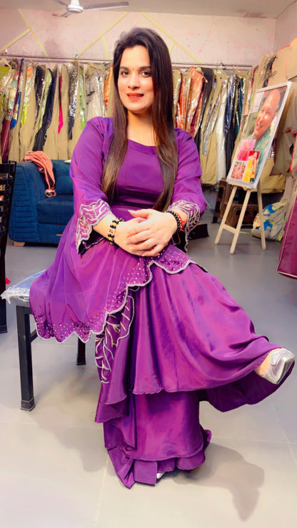 Purple A-line Embroidered Co-ord (CS007)