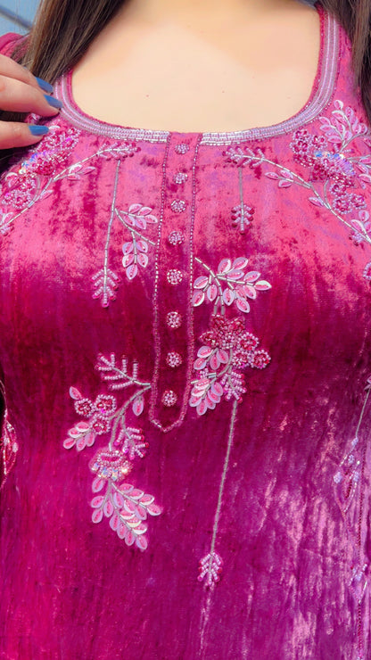 Ombre Pink Velvet Suit (PS007)