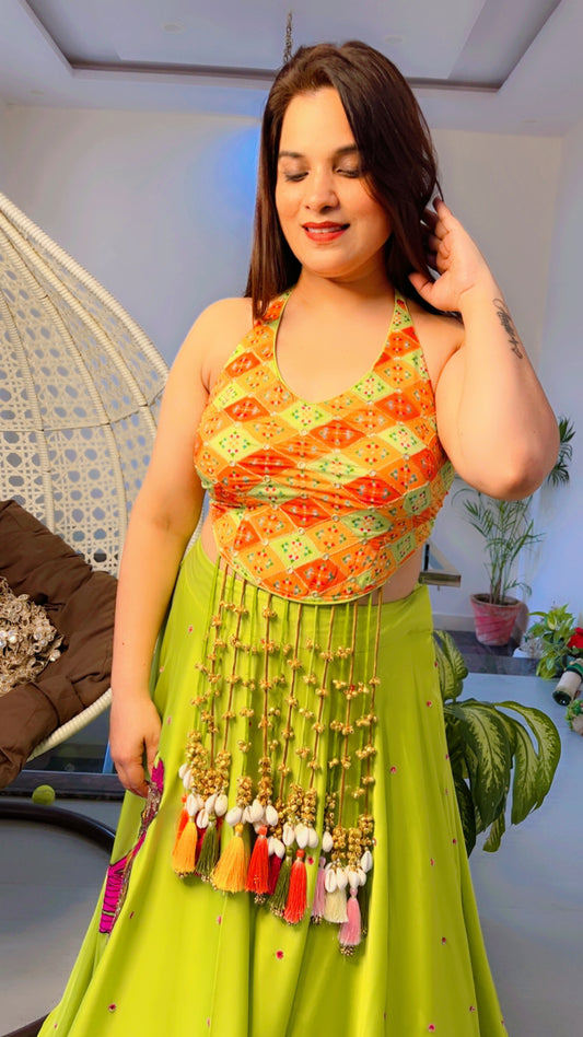 Parrot green Embroidered Lehenga for Weddings (LC001)