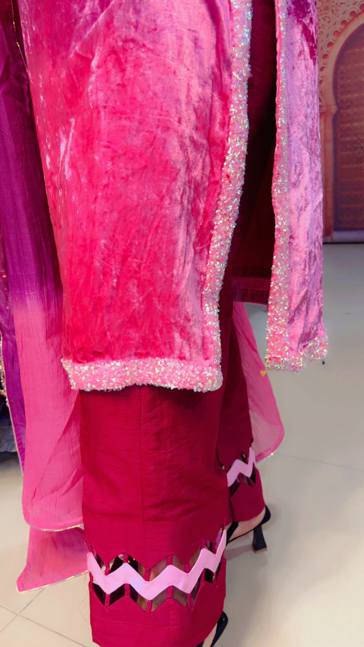 Ombre Pink Velvet Suit (PS007)