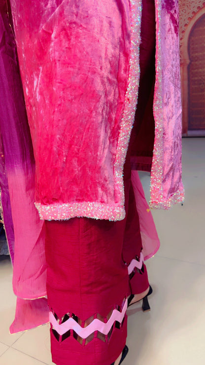 Ombre Pink Velvet Suit (PS007)
