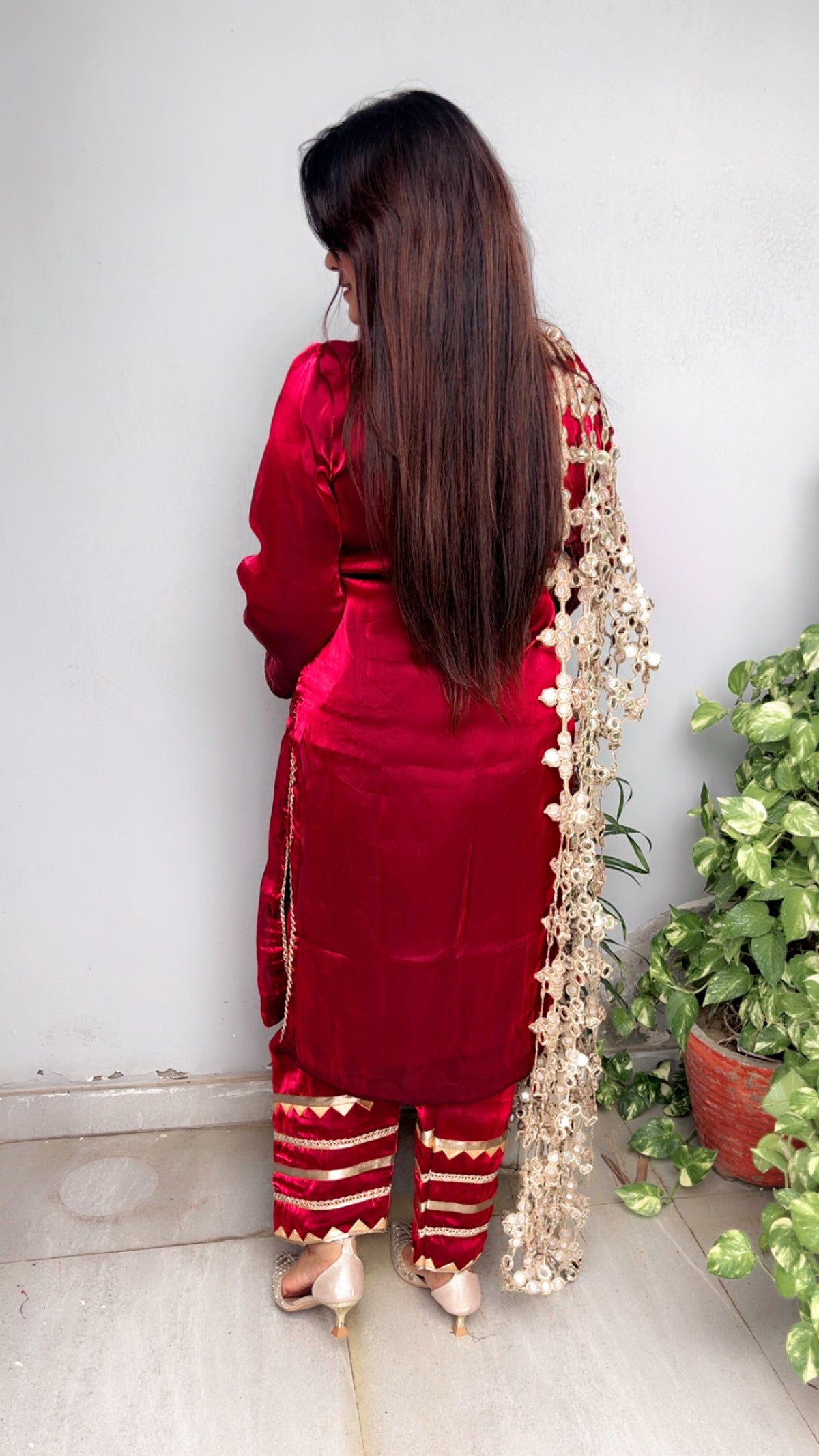Maroon Karwachauth Farshi Salwar Suit