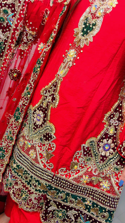 Red Anarkali Suit For Weddings (AS001)