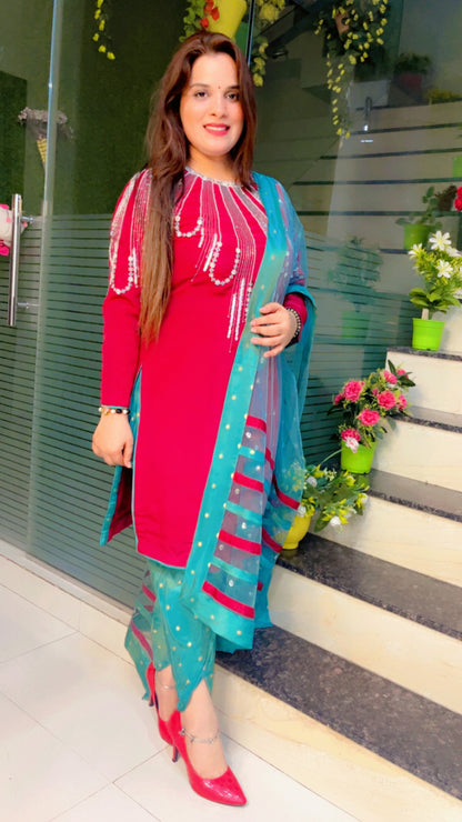Embroidered Dhoti Suit