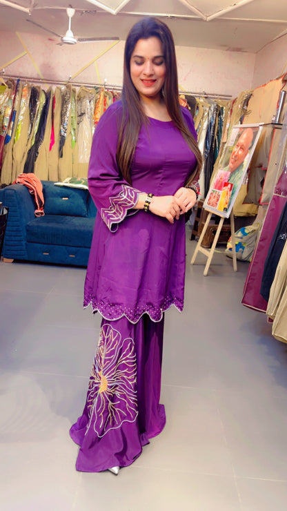 Purple A-line Embroidered Co-ord (CS007)