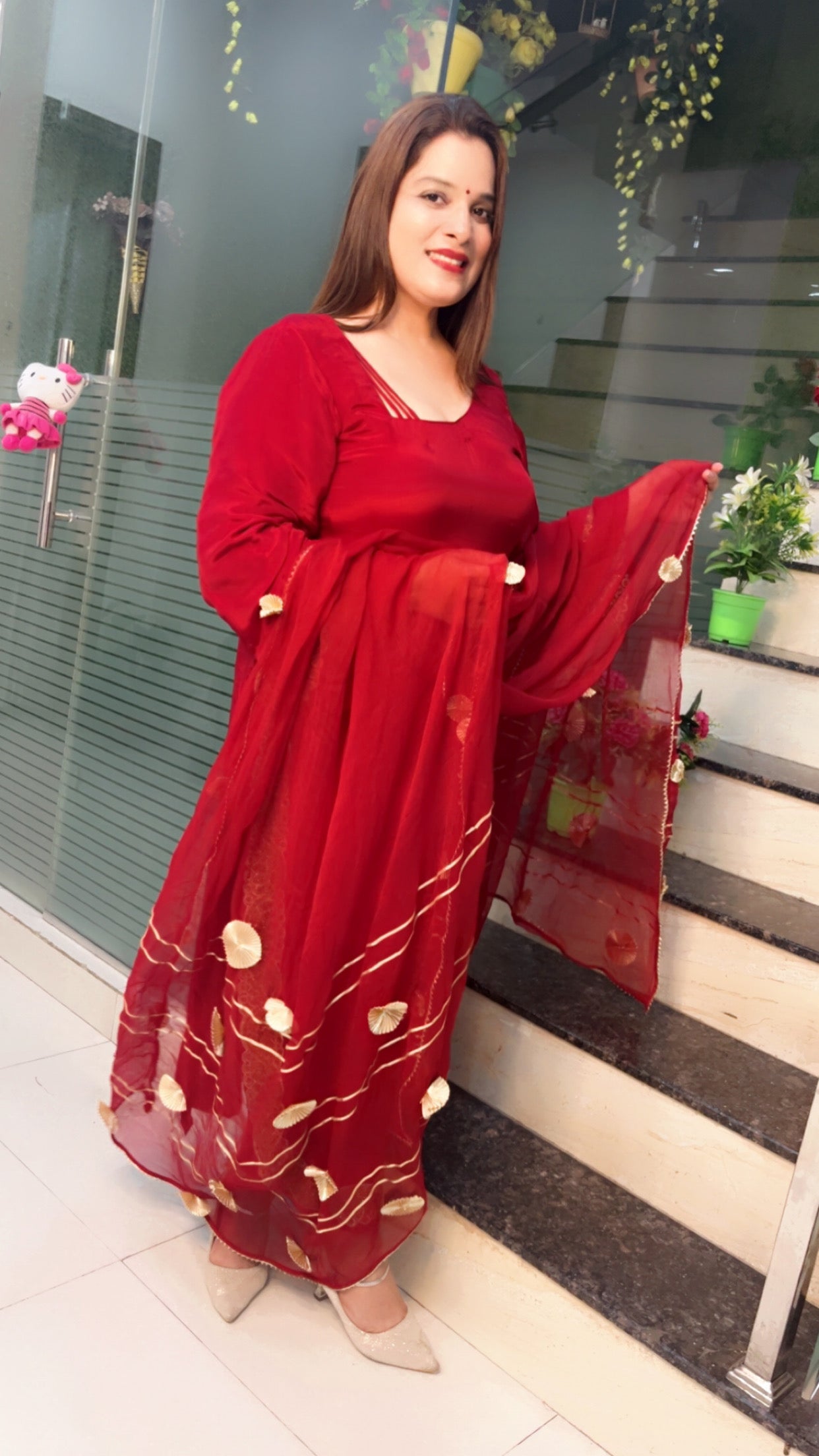 Red Designer Pant Suit (PS009)