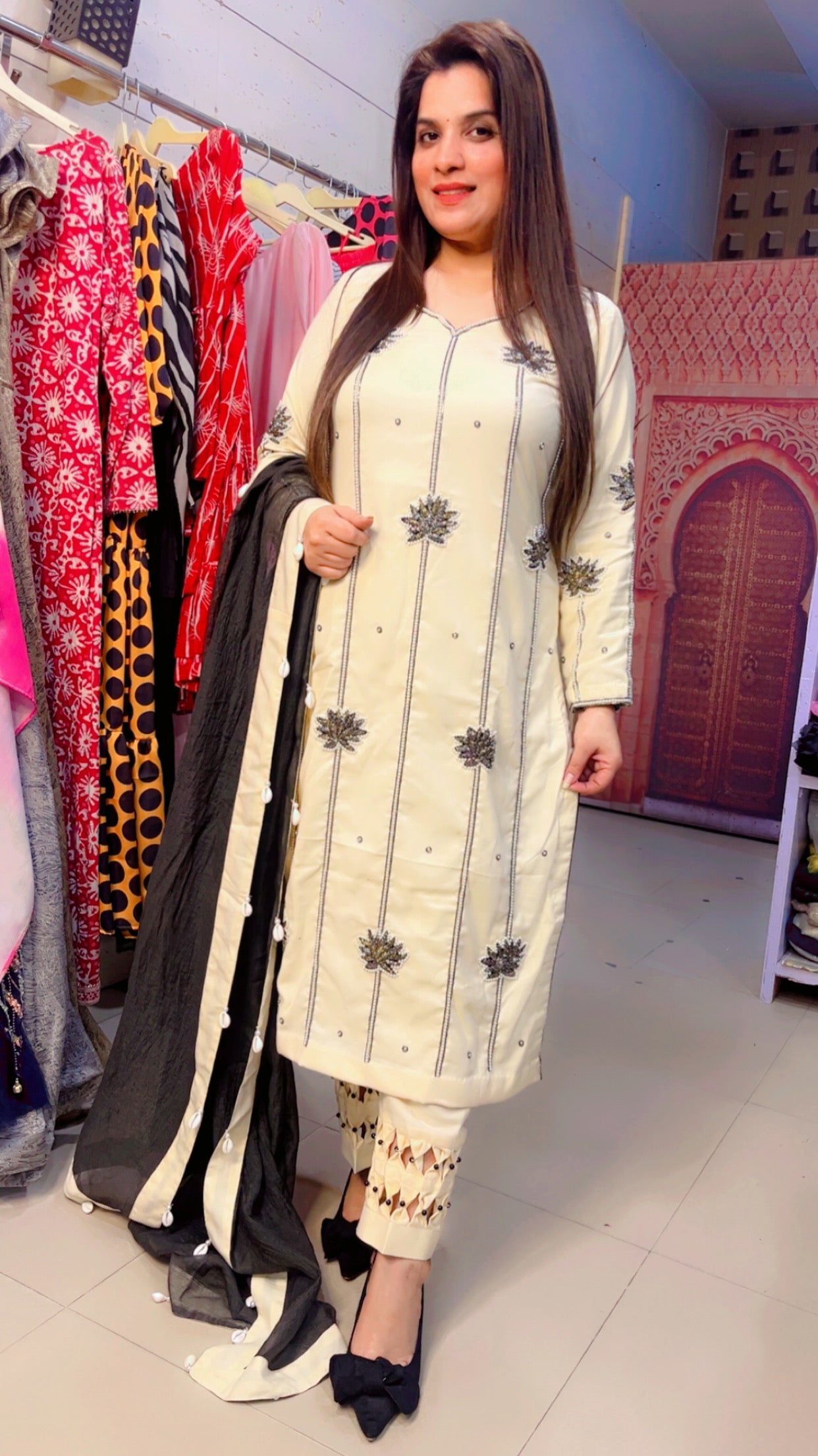 Ivory Embroidered Designer Suit (PS003)
