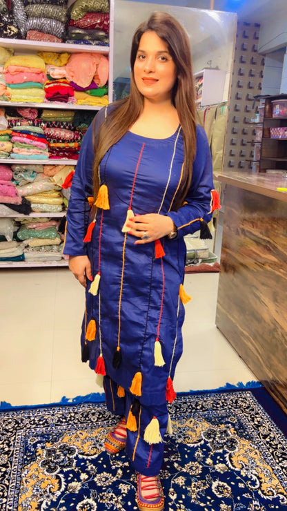 Dark Blue Cotton Kurti Set (KS004)