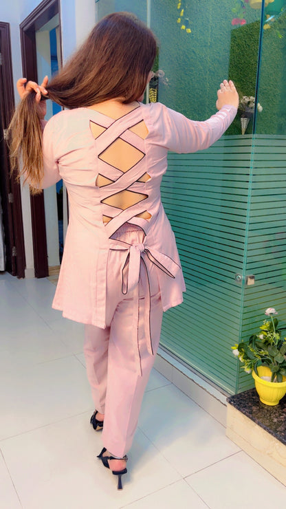 Linen Co-ord with Designer Back Neck