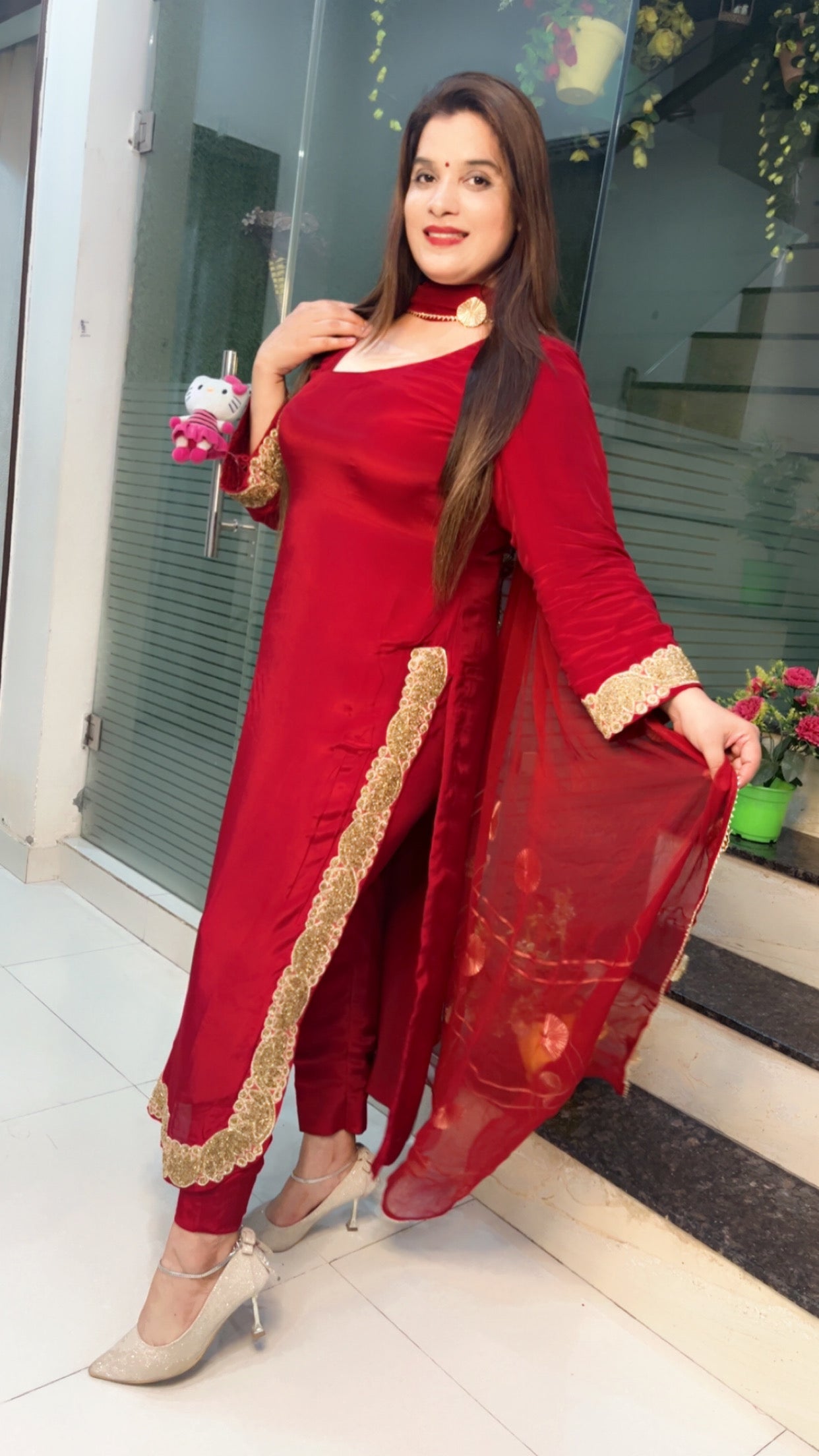 Red Designer Pant Suit (PS009)