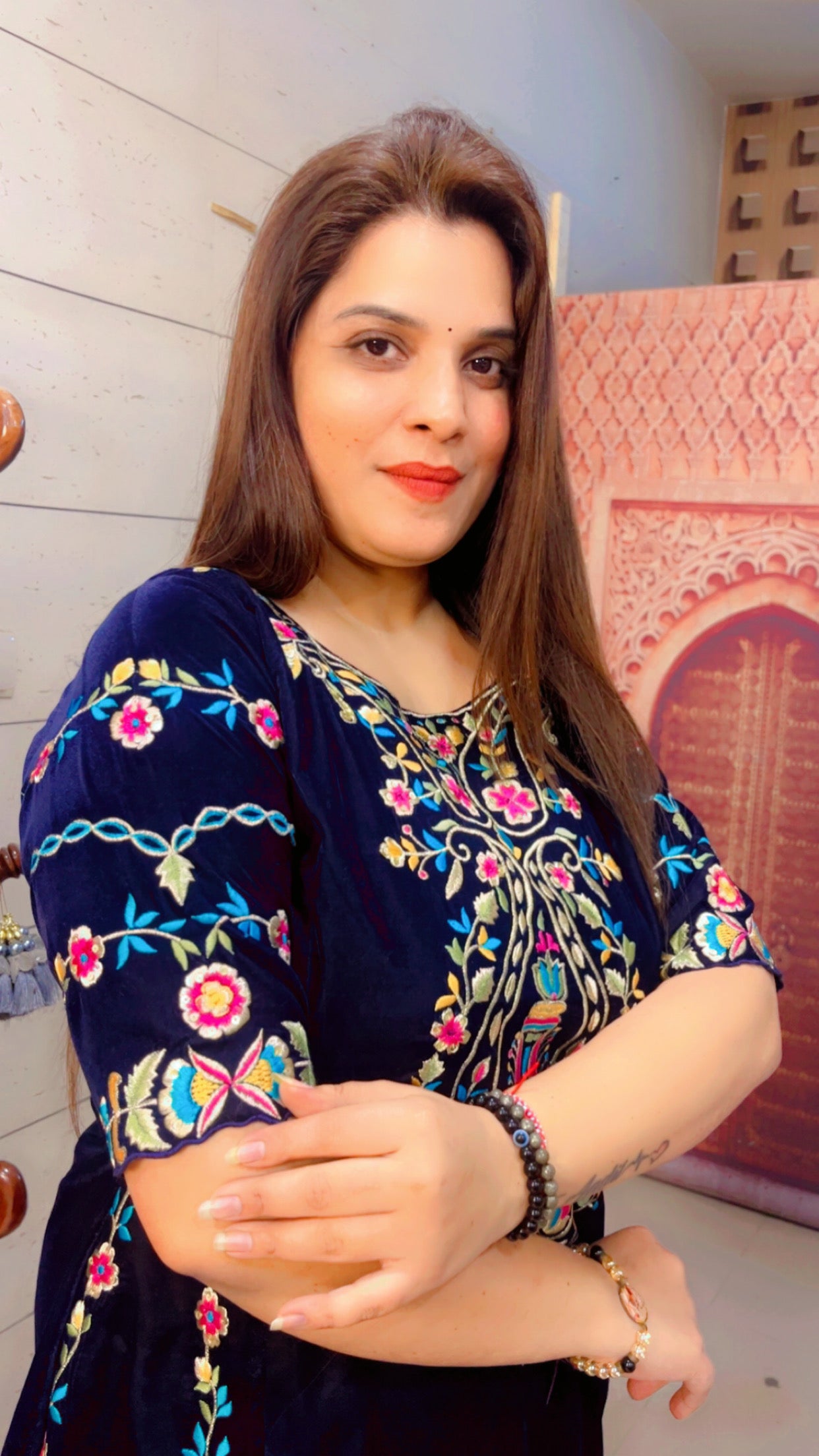 Navy Blue Embroidered Co-Ord Set (CS006)
