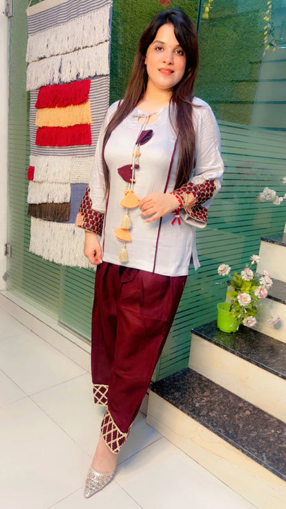 Light Grey Designer Cotton Co-Ord Set