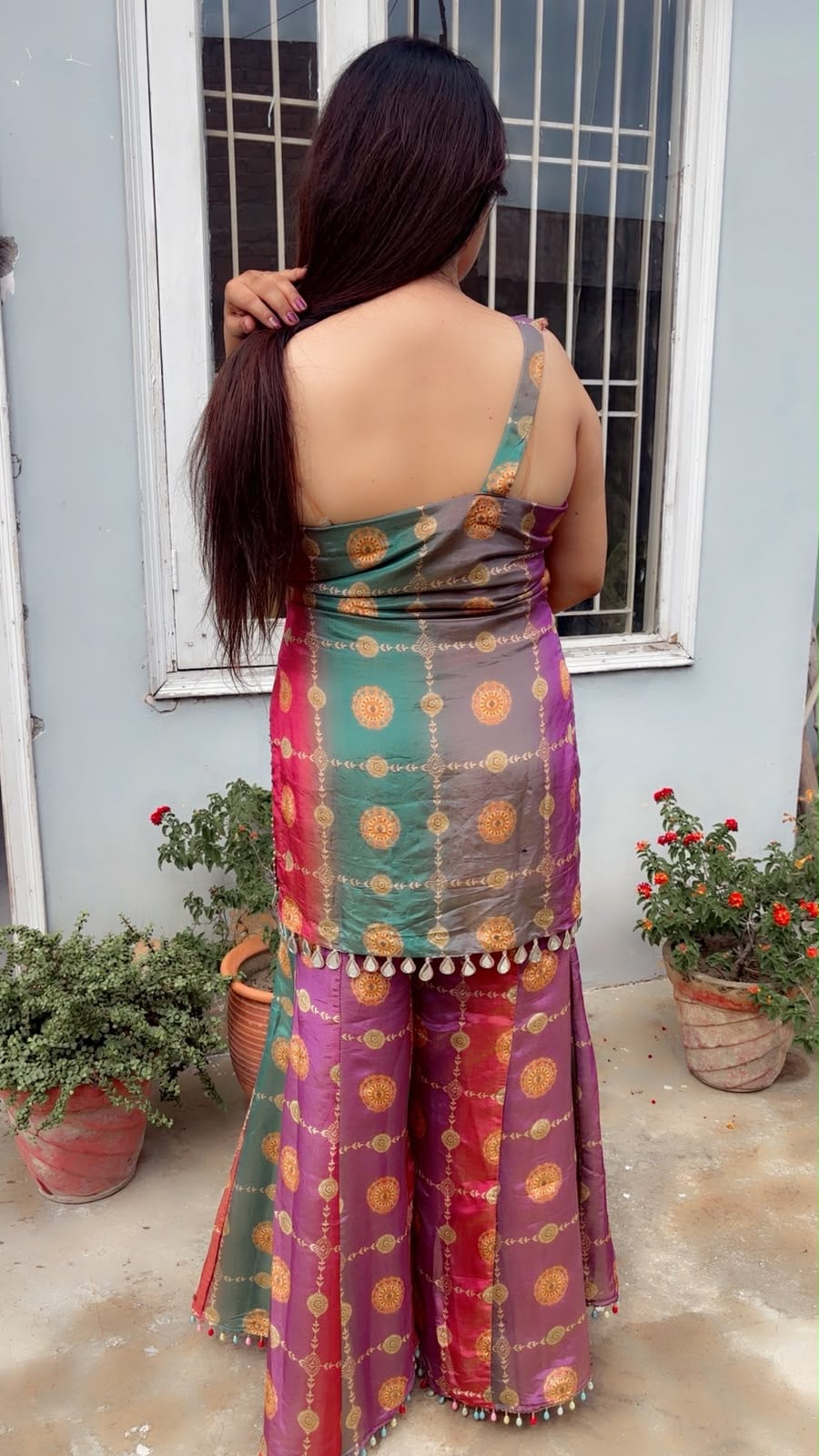 Multi-Colour One Shoulder Top And Palazzo Set (CS063)