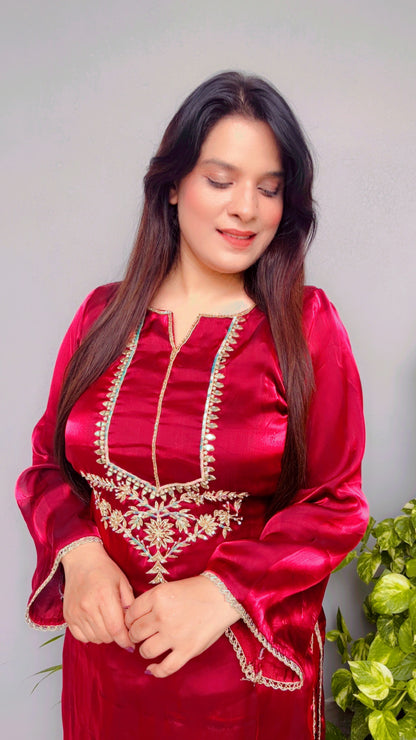 Maroon Karwachauth Farshi Salwar Suit