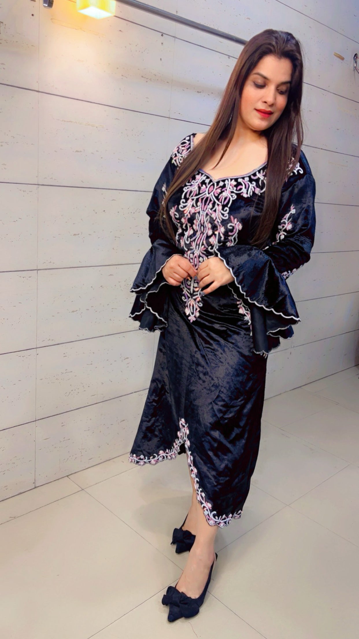 Black Winter Hand Worked Dress (WD002)