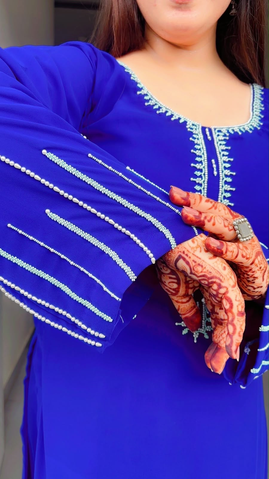 Blue Embroidered Pant Suit and Dupatta Set