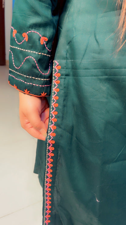 Green Cotton Co-Ord Set For Women (CS)