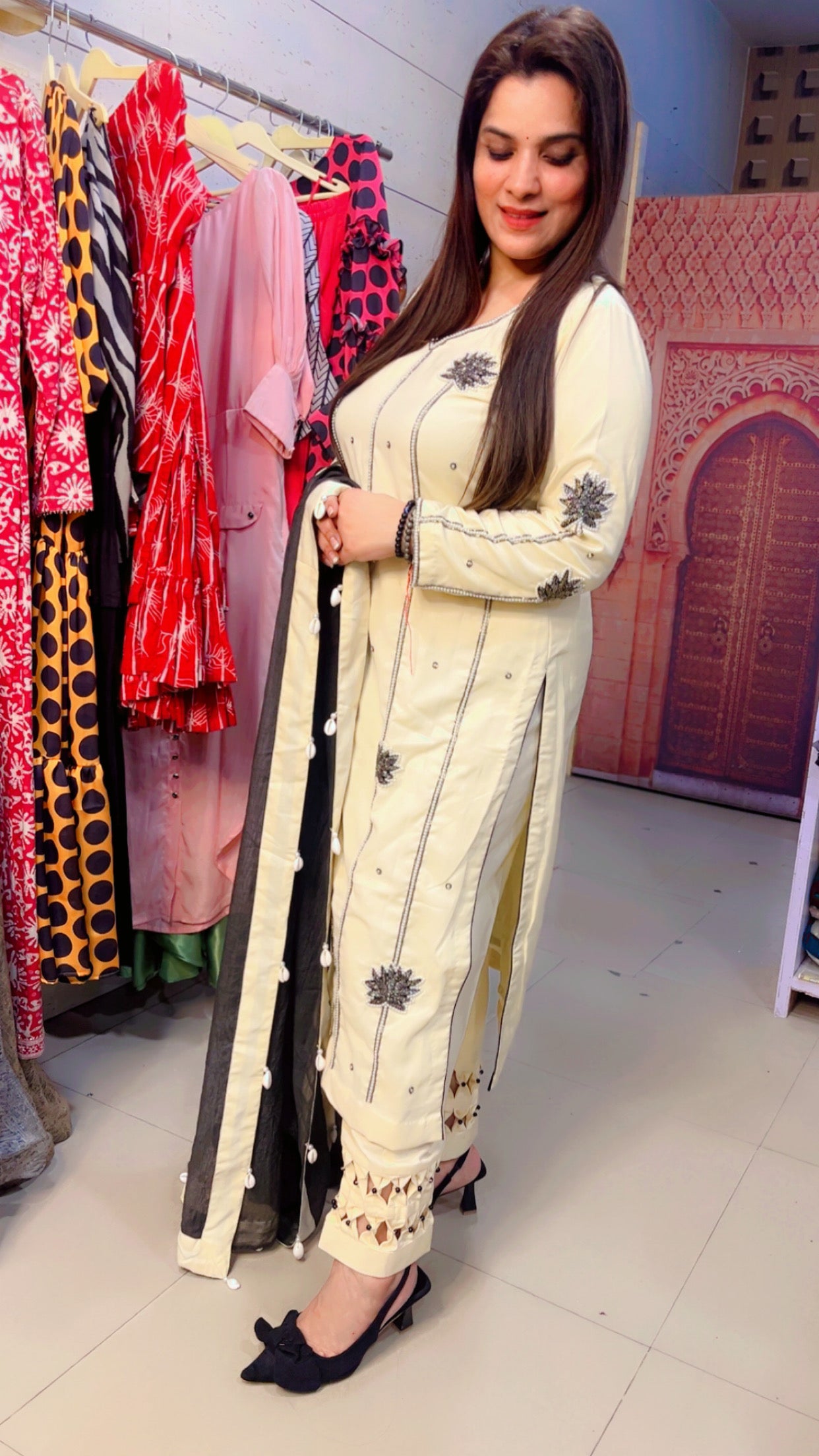 Ivory Embroidered Designer Suit (PS003)