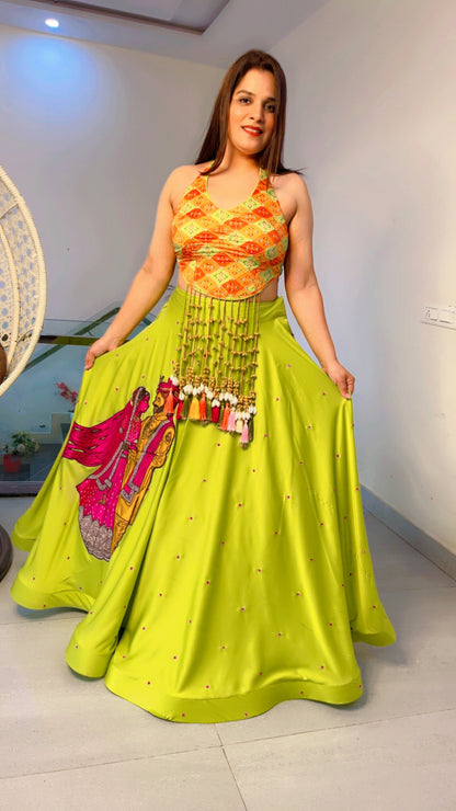 Parrot green Embroidered Lehenga for Weddings (LC001)