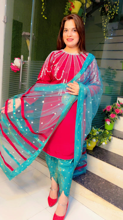 Embroidered Dhoti Suit