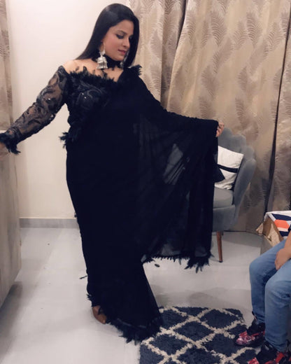 Black Designer Saree- Georgette Saree (SR003)