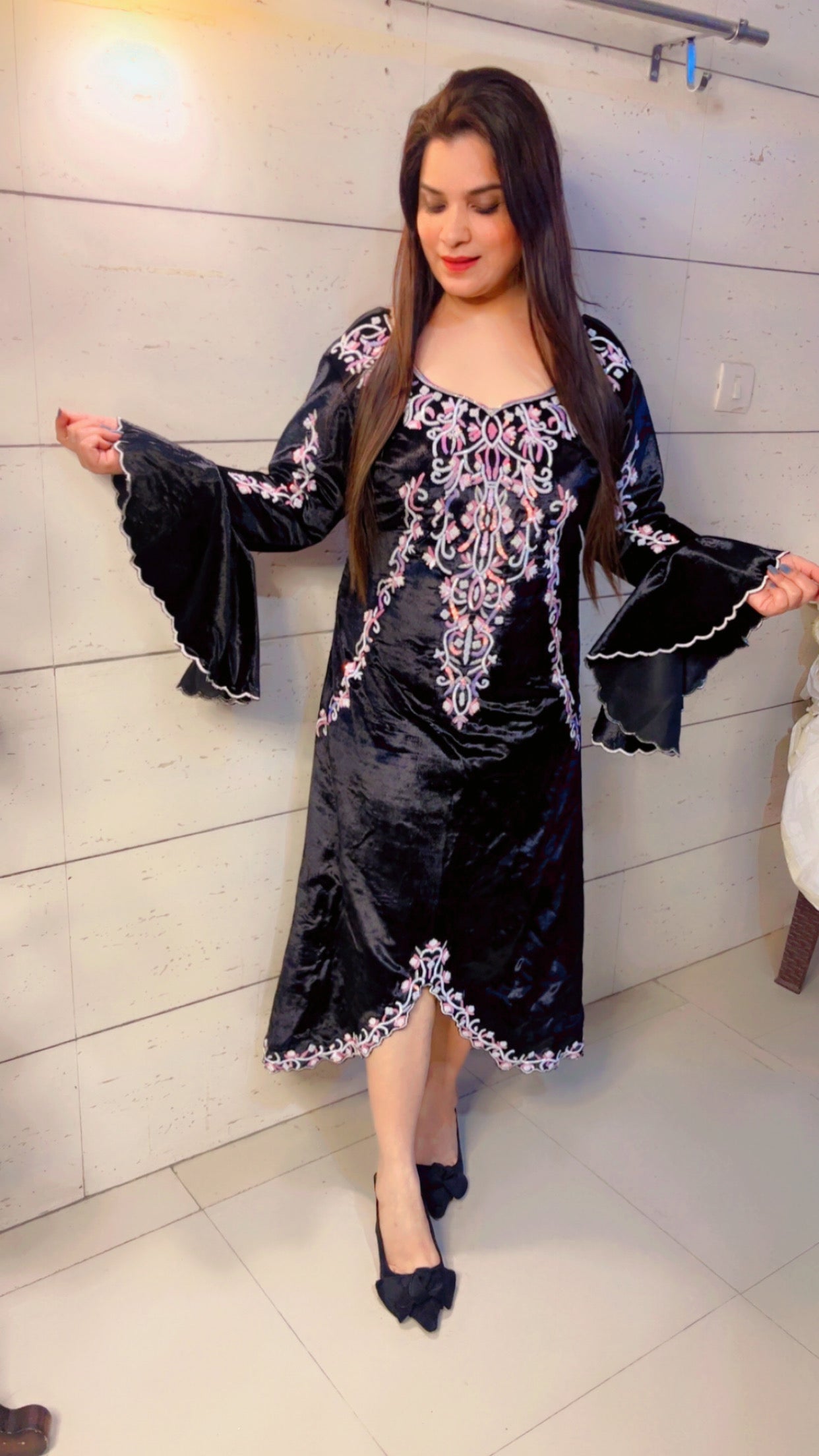 Black Winter Hand Worked Dress (WD002)