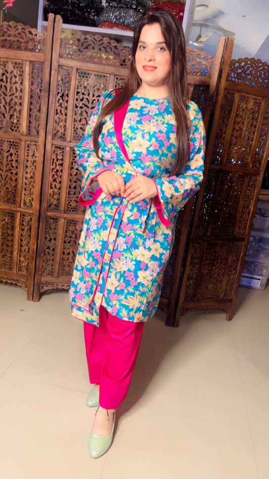 Muslin Designer Kurti with Farshi Salwar for Women
