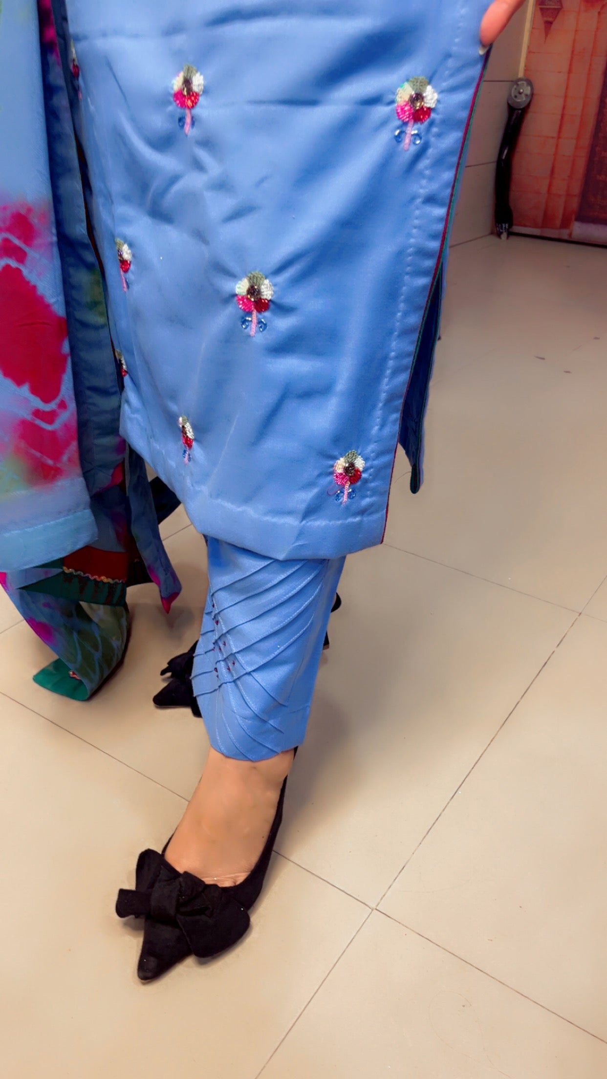 Blue Spun Embroidered Suit (PS008)