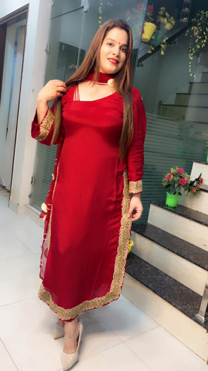 Red Designer Pant Suit (PS009)