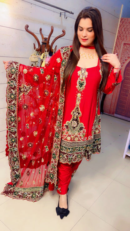 Red Anarkali Suit For Weddings (AS001)