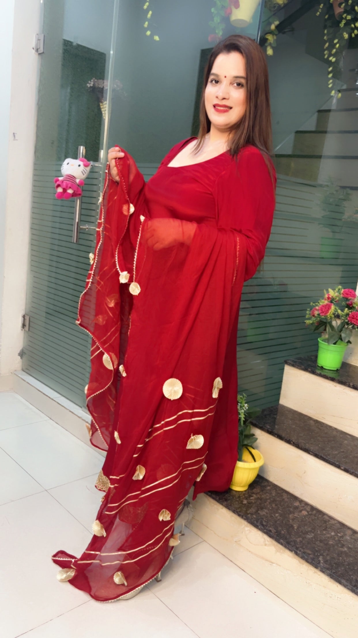Red Designer Pant Suit (PS009)