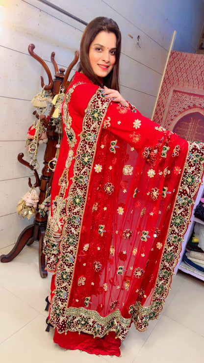 Red Anarkali Suit For Weddings (AS001)