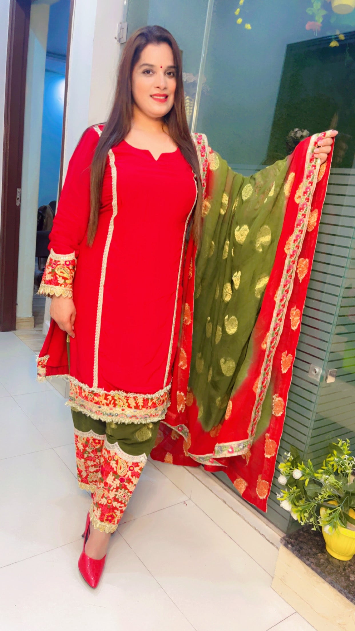 Red Designer Suit Salwar (SS009)