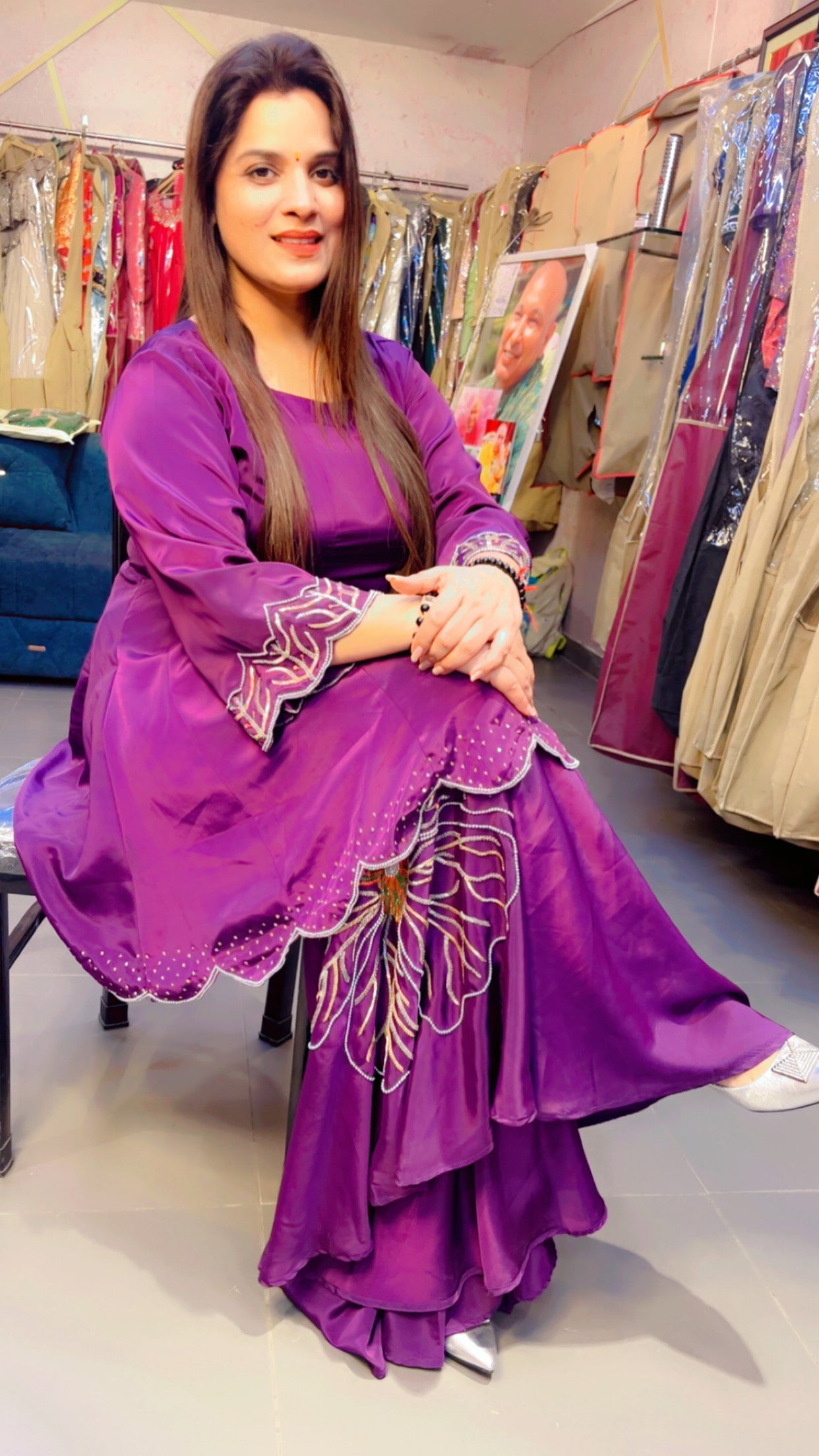 Purple A-line Embroidered Co-ord (CS007)