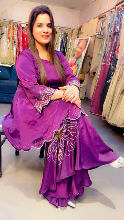 Purple A-line Embroidered Co-ord (CS007)