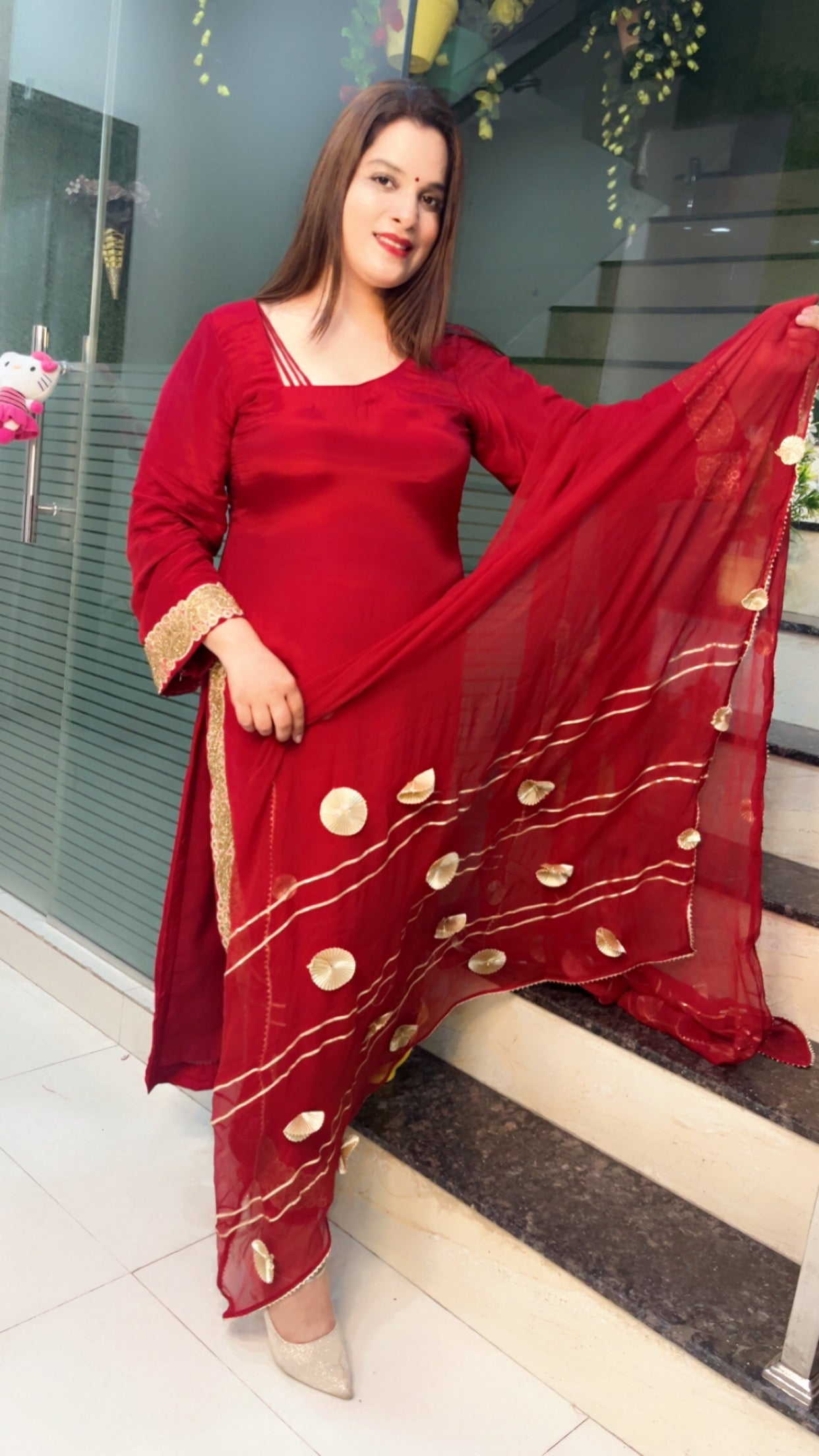 Red Designer Pant Suit (PS009)