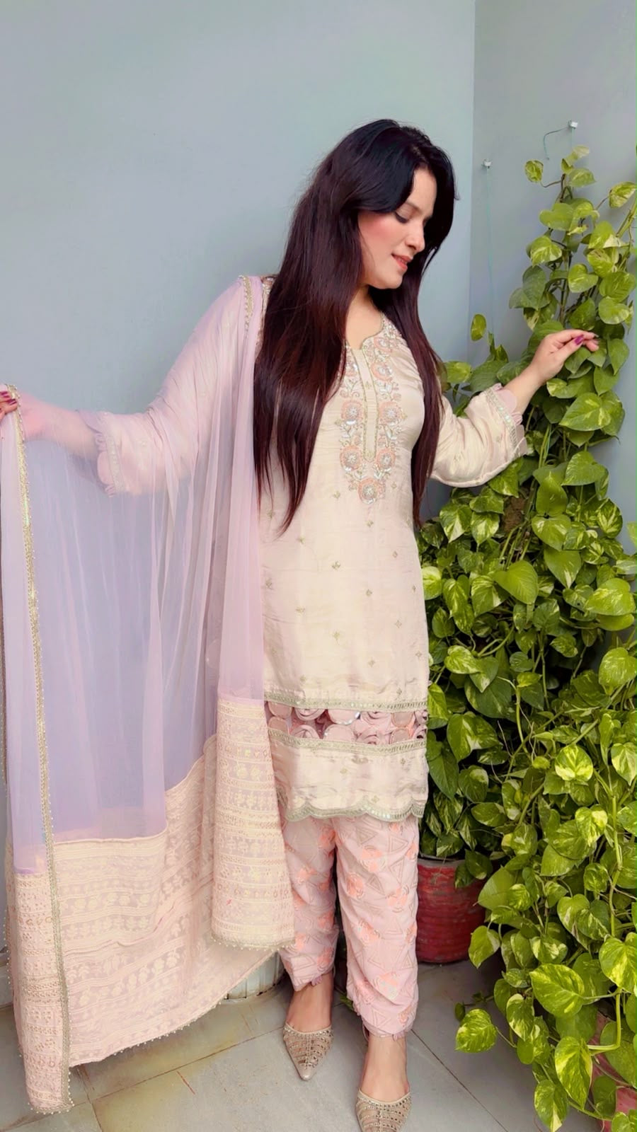 Pink Festive Wear Salwar Suit Set With Dupatta
