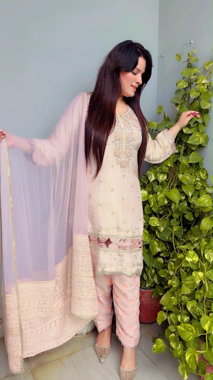 Pink Festive Wear Salwar Suit Set With Dupatta