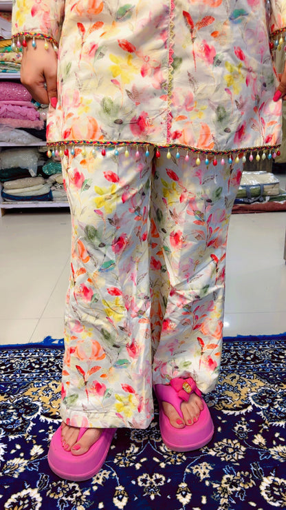 Off-White Printed Summer Co-Ord (CS005)