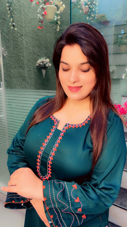 Green Cotton Co-Ord Set For Women (CS)