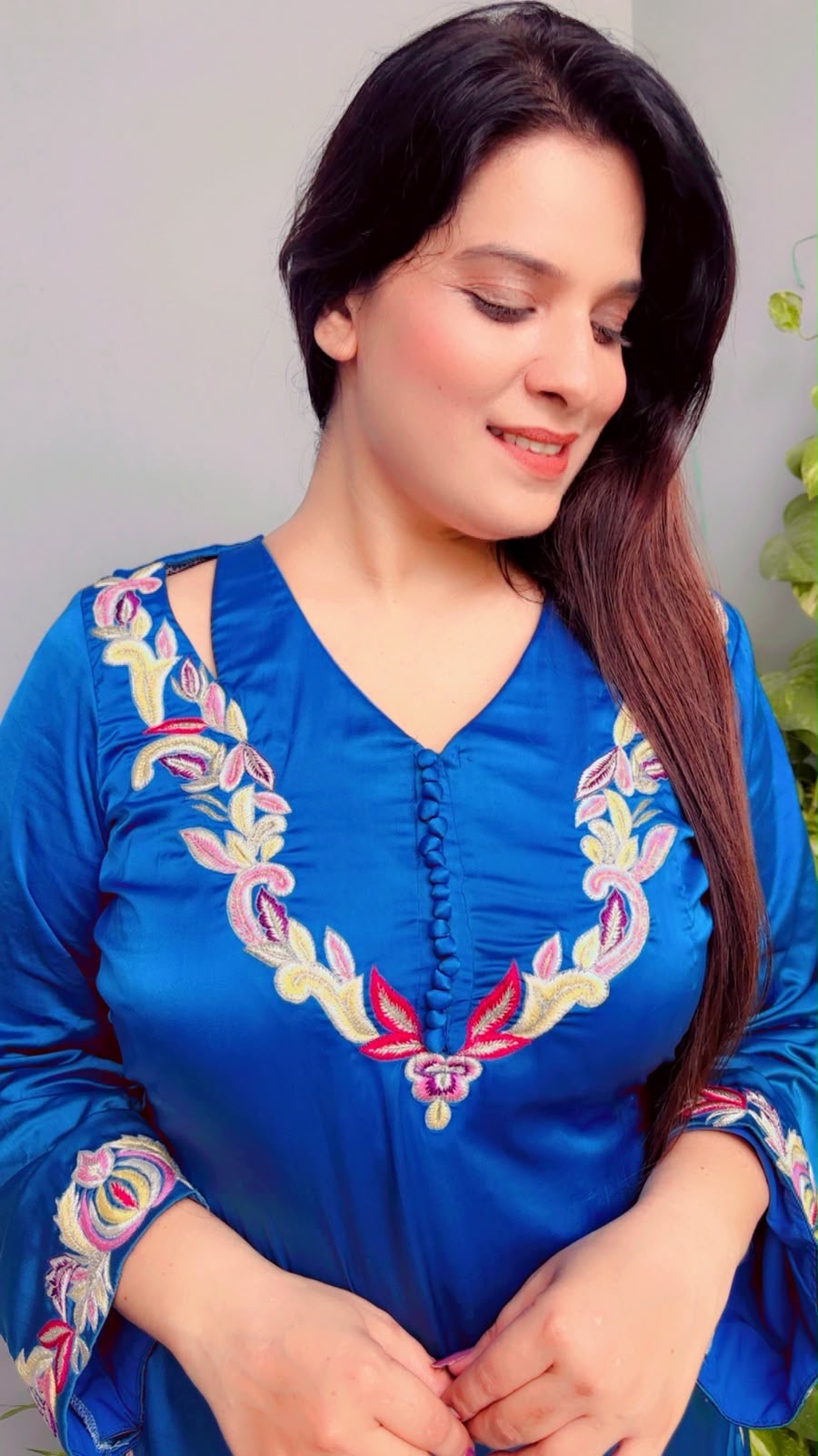 Double Layered Scalloping Palazzo Kurti And Dupatta Set