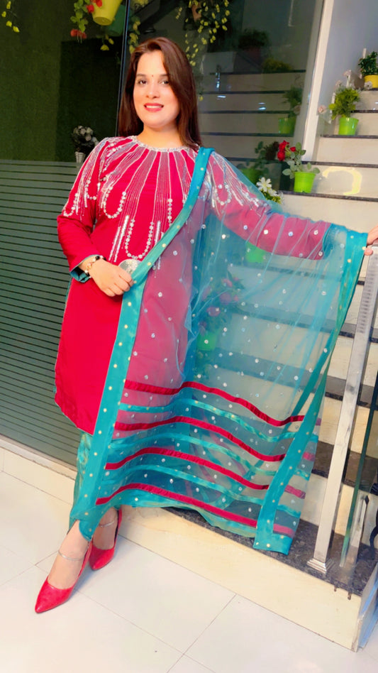 Embroidered Dhoti Suit