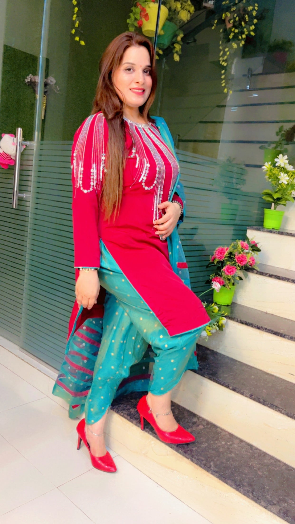 Embroidered Dhoti Suit