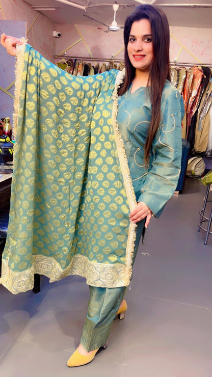 Green Embroidered Farshi Salwar Suit (FS001)