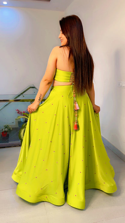 Parrot green Embroidered Lehenga for Weddings (LC001)
