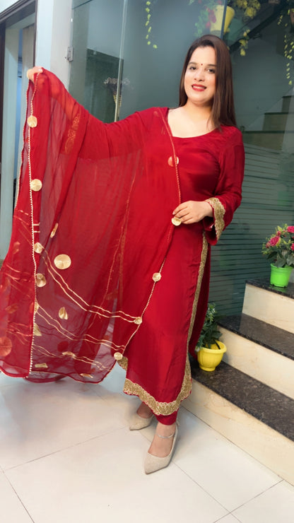 Red Designer Pant Suit (PS009)